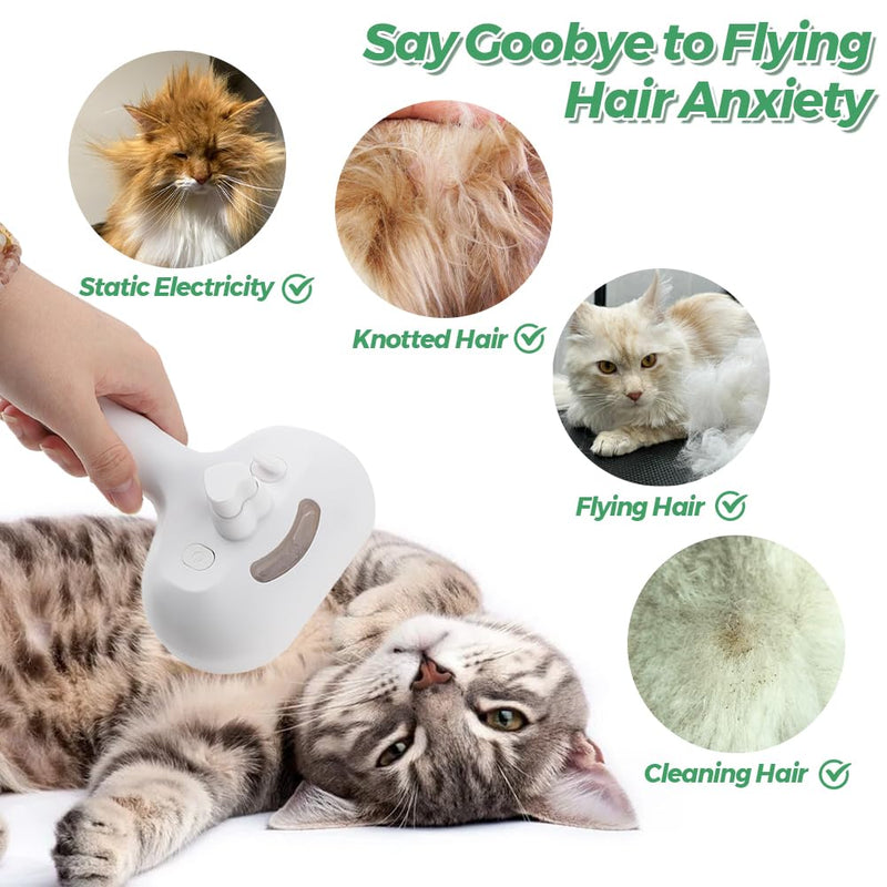 Cat Steam Brush, Cat Brushes for Indoor Cats, Pet Spray Hair Removal Comb Rechargeable Steam Brush with Release Spay Comb for Long Short Haired Massage Shedding Grooming Steaming Dog Kitten