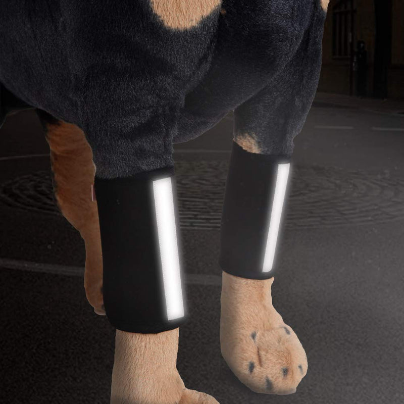 Pssopp Knee Support for Dogs Ankle Protection Bandage 1 Pair Leg Ankle Wrap with Reflective Straps for Front or Rear Leg for Injuries and Sprains, Wound Healing (L) L