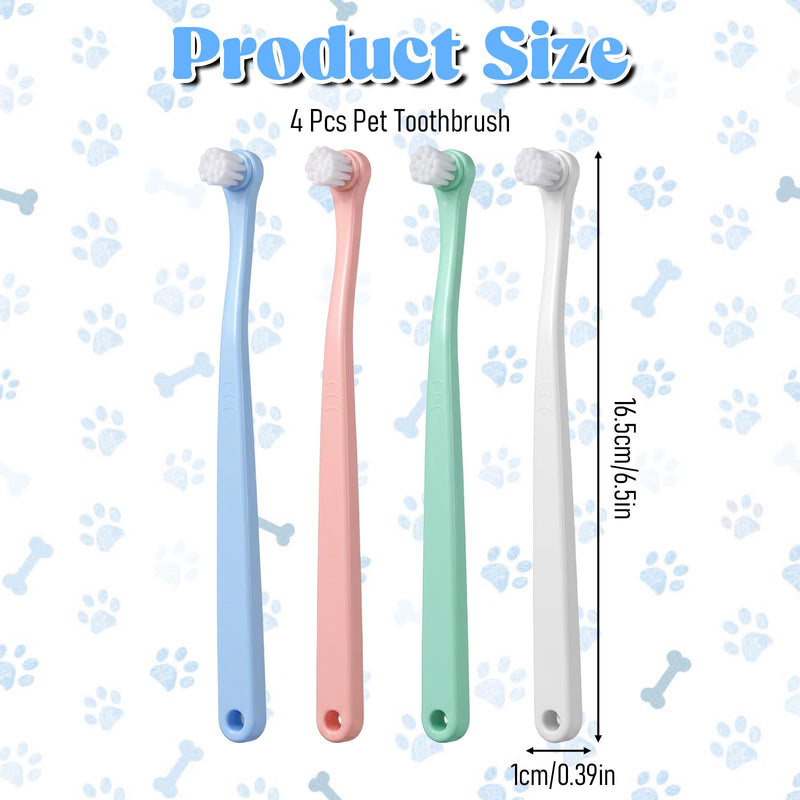 4pcs Small Dog & Cat Toothbrush, Pet Toothbrush Mini Head Soft Tooth Brush Deep Clean Puppy Tooth Brushing Kit for Small to Large Dogs Cats Portable Travel Friendly and Easy to Use