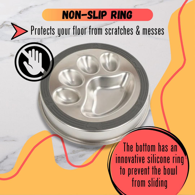 STRUNGZ | Slow Feeder Bowl | Stainless Steel Slow Feeder Bowls | Stainless Steel Dog Bowls | 2 Cups Capacity Dog Slow Feeders | Non-Slip Silicone Base Slow Feeder Dog Bowl | Slow Feeder Dog Bowls - PawsPlanet Australia