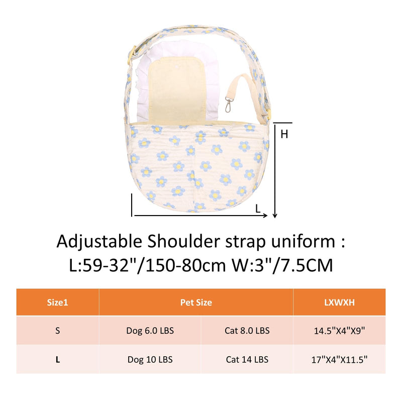 Floral Print Pet Carrier Bag for Small Dogs and Cats, Hands-Free Design Pet Bags(Blue Floral, Small) Blue floral - PawsPlanet Australia