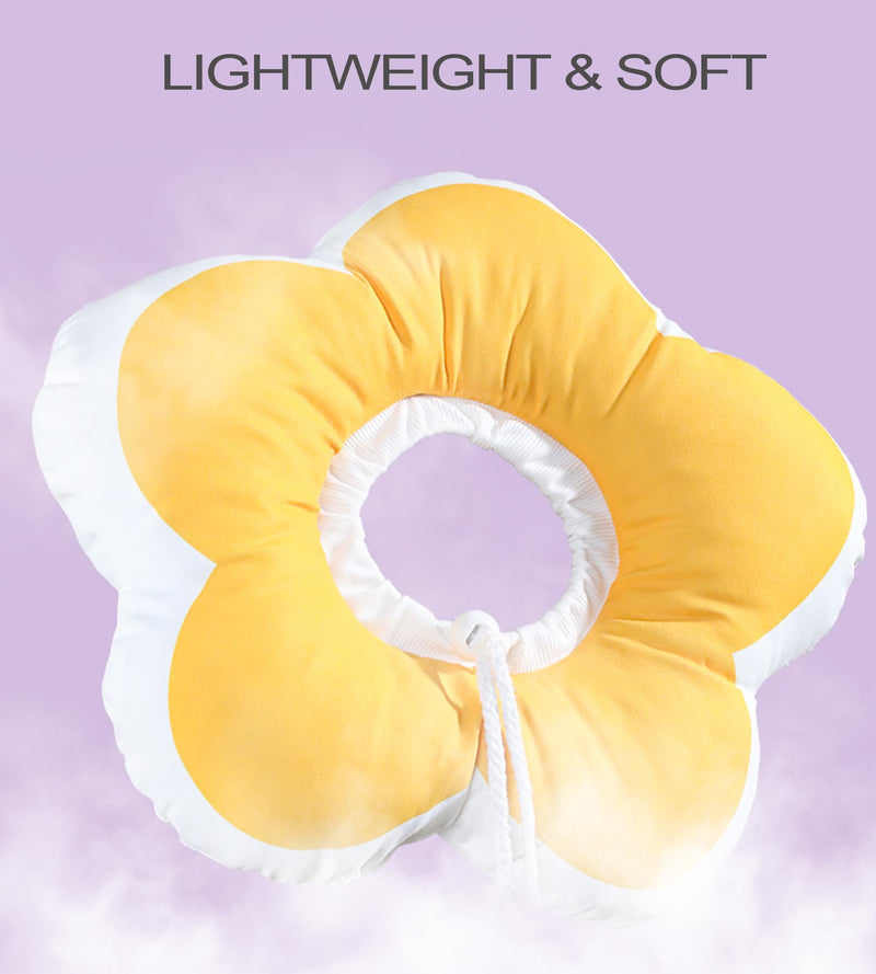 Cute Cat Cone Soft Collar to Stop Licking, Flower Shape Recovery Collar for Dog, Neck Pillow After Surgery for Kittens, Anti-Bite Lick Wound Healing Safety Elizabethan e Collar for Cats (Yellow, S) Yellow - PawsPlanet Australia