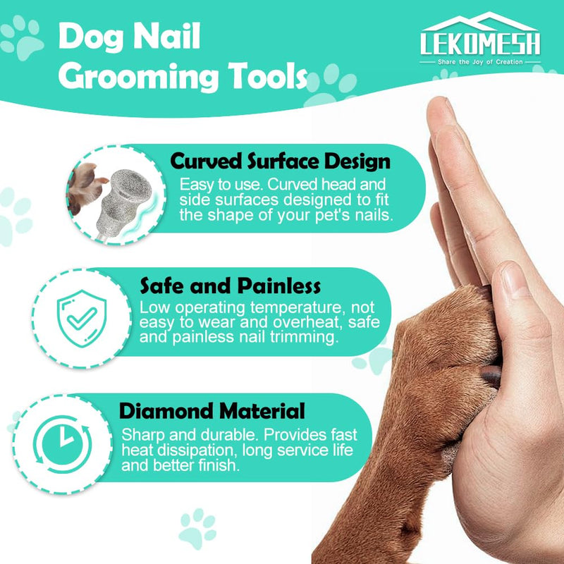 Dog Nail Grinder Bits - 1/8" Animal Diamond Rotary Bit for Dogs and Cats, Pet Nail Grinder Wheel Bits for Home Grooming Tools and Animal Nail Care Type B - PawsPlanet Australia