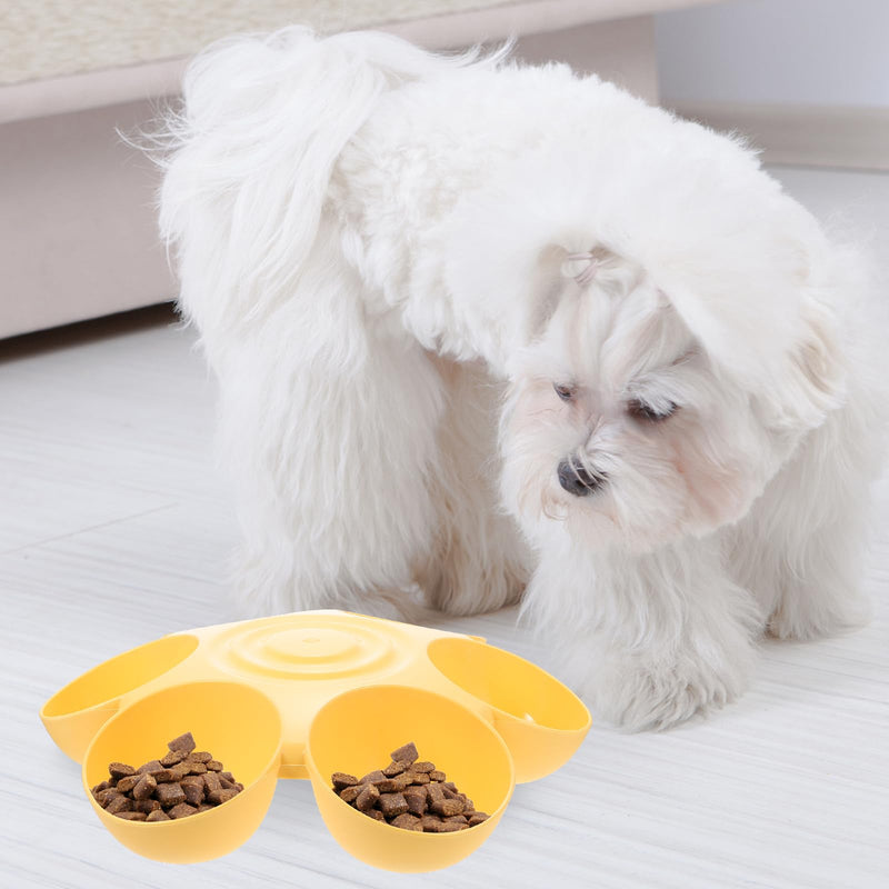 UKCOCO Multipurpose Pet Feeding Bowl 14-Inch Flower Shape Multi Cat Feeder Dog Treats Dispenser Easy to Clean Food Water Dish Yellow - PawsPlanet Australia