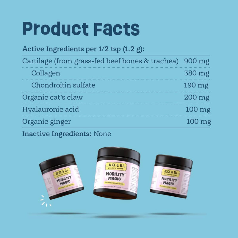 Alice & Eli Mobility Magic - Hip & Joint Supplement for Dogs - Supports Mobility with Chondroitin, Collagen, Hyaluronic Acid & Cat's Claw - PawsPlanet Australia
