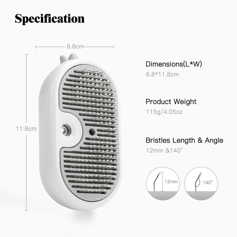 Cat Steam Brush for Shedding,Cat Brushes for Indoor Cats-3-in-1 Self-Cleaning Grooming Tool for Long & Short Haired Cats, Removes Loose Hair & Reduces Shedding,with One-click Cleaning Button (White) White - PawsPlanet Australia