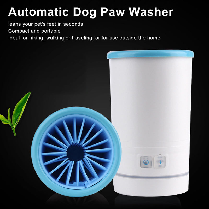Automatic Dog Cleaner, Soft Electric Washer USB Rechargeable Portable Cleaner Cup, Dog Foot Cleaning Machine for Small to Medium Dogs Cats (White Blue) M White Blue - PawsPlanet Australia