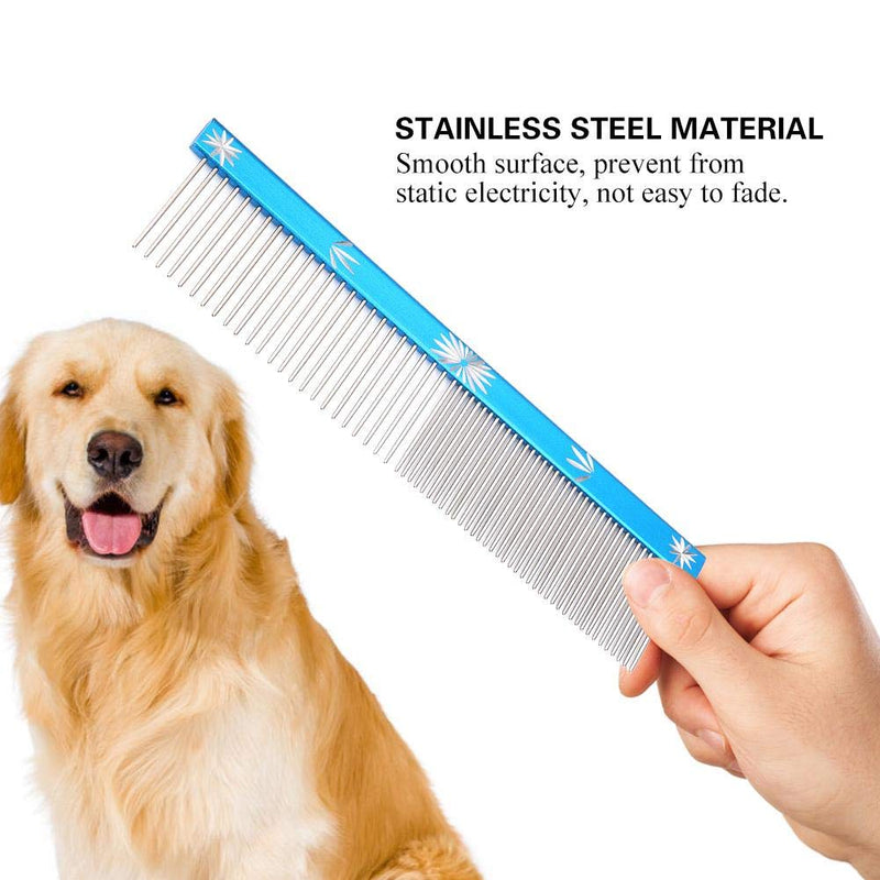 Regun Hair Comb - 3 Colors Pet Hair Trimmer Comb Dog Cat Hair Comb Anti-Static Comb Straight Row(BLUE) - PawsPlanet Australia