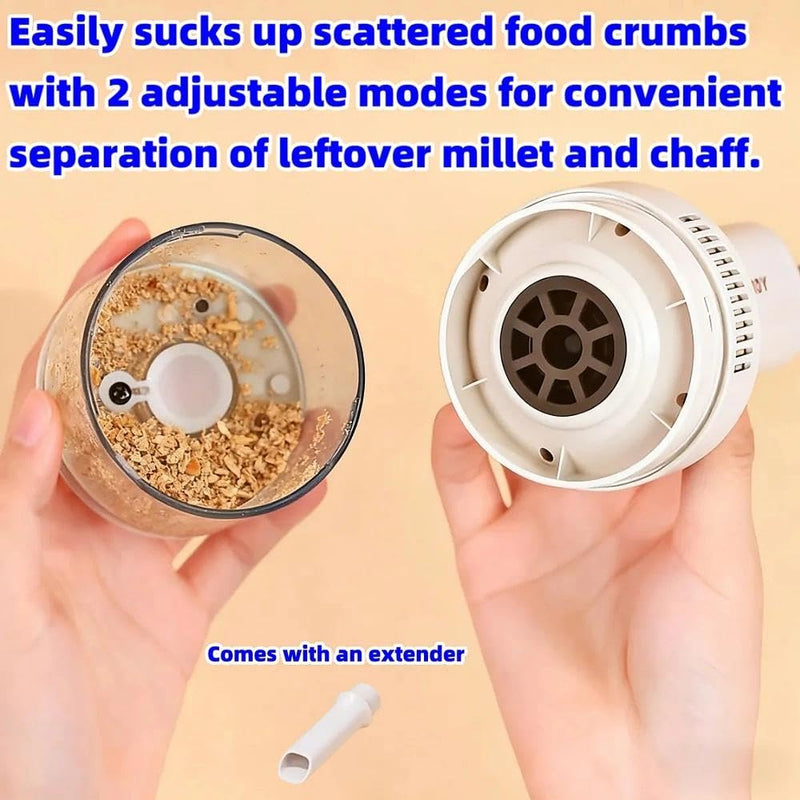 Bird Food Electric Separator,Bird Cage Cleaner,Pet Hair Collector, Mini USB Vacuum Cleaner for Bird Cage Debris Separation, Eraser Shavings, Dust, Feathers, Pet Hair, Car & Computer Keyboard Cleaning White
