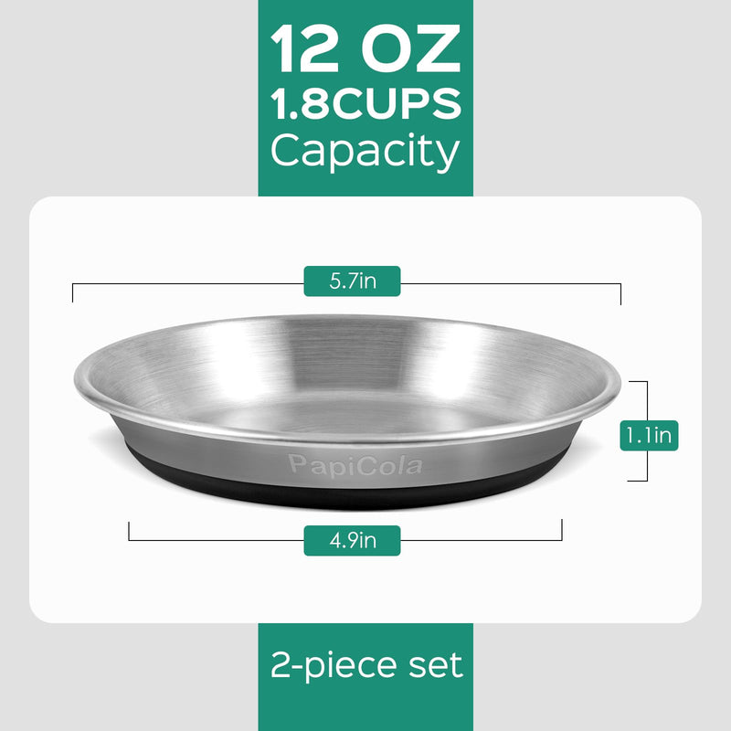 Basic Cat Bowls, Dog Food Bowls, Food Grade 304 Stainless Steel Cat Dishes, Wide and Shallow Design Reducing Whisker Fatigue, Non-Slip Silicone Base, Heavy Duty, Metal Plates for Cat and Puppy (2pack) 2pack - PawsPlanet Australia