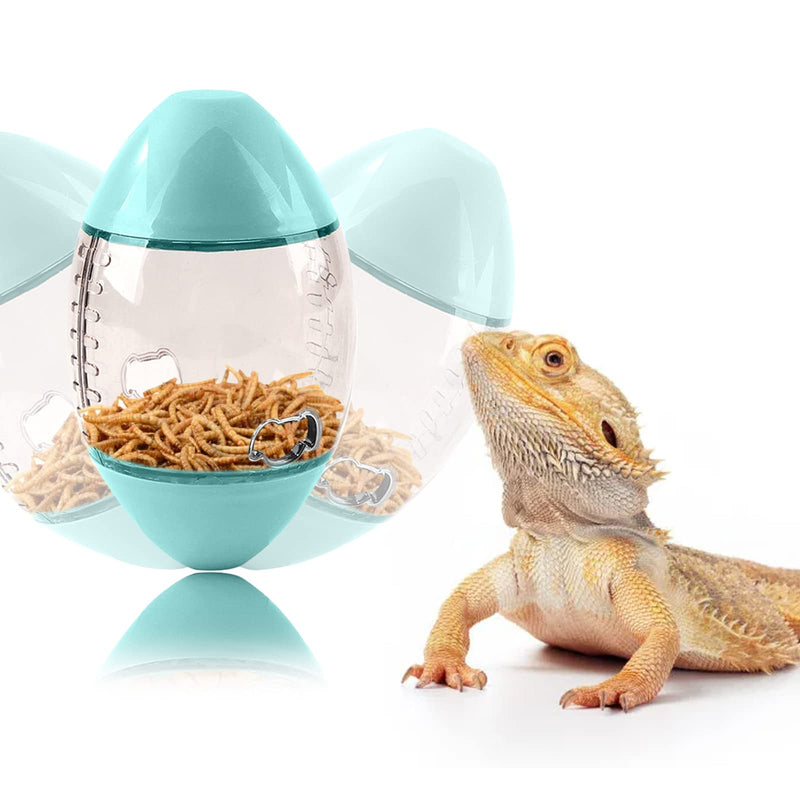 Lizard Feeder Toys Bearded Dragon Enrichment Toys Reptile Interactive Rugby Shape Toys for Bearded Dragon, Lizard, Gecko and Small Animals Green