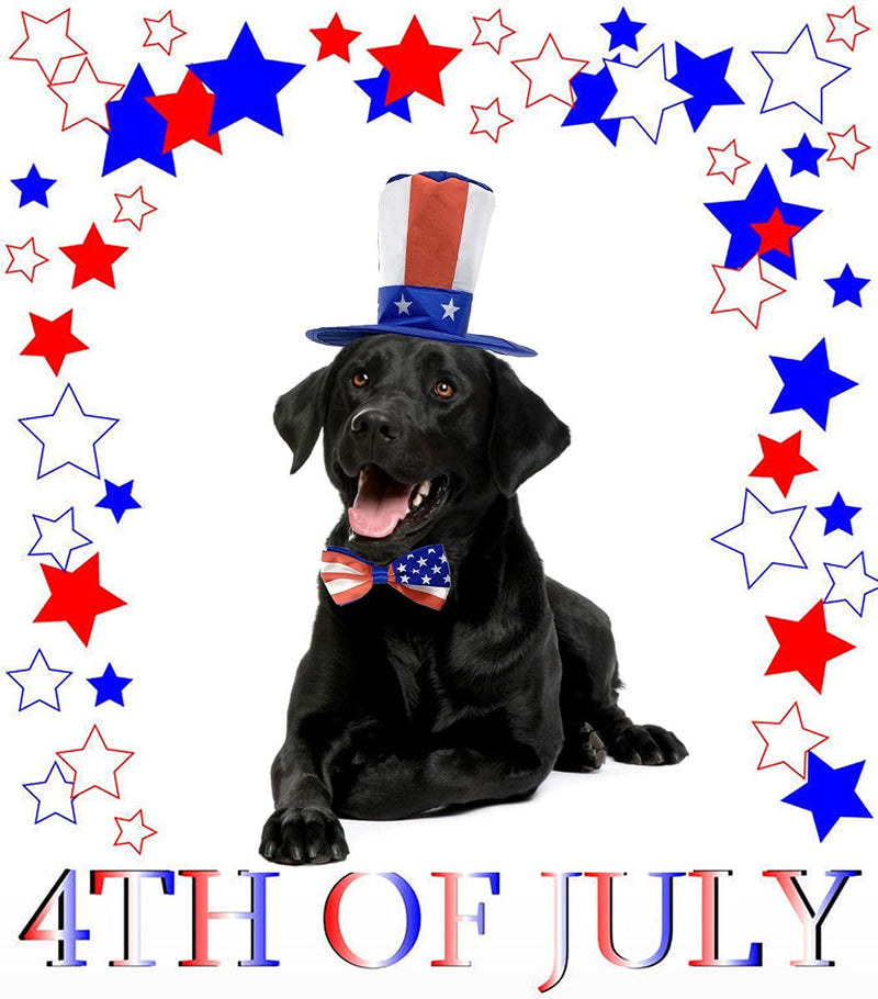 Vehomy Pet Dog Independence Day Costume - Uncle Sam Dog Top Hat and American Flag Dog Bow tie Collar 4th July Pet Hat and Collar Costume Supplies for Dogs Cats Puppy Kitten (2Pcs)