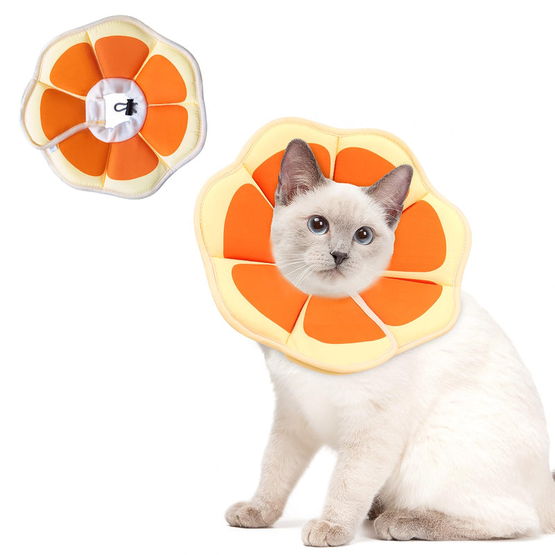 Cat Cone Collar Soft, Comfortable E Collar for Cats After Surgery, Recovery Elizabethan Collar for Cats Kitten to Stop Licking, Orange M