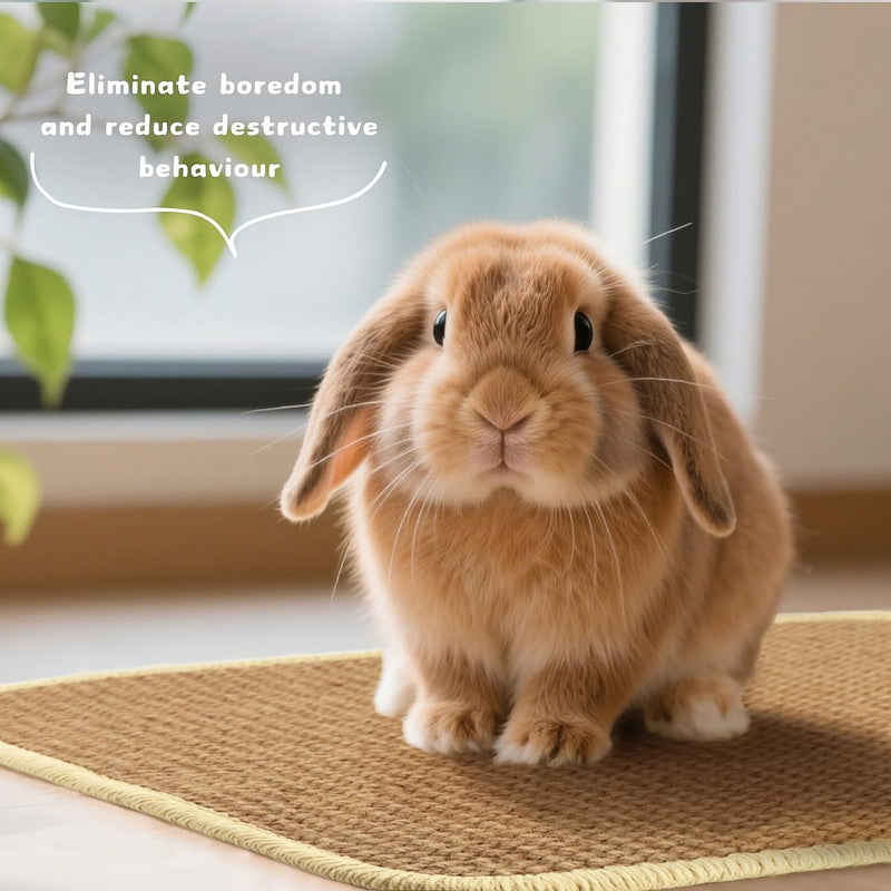 3 Pack Rabbit Scratching Pads - Soft Jute Chew Mats for Bunnies & Small Pets - Claw & Teeth Care, Natural Fiber Bedding, Cage Liner (16"x12") - PawsPlanet Australia
