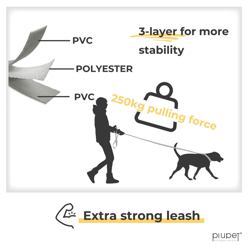 PiuPet® Tow Leash for Dogs 5m I 10m I 20m I Water Repellent I Dog Training Leads for Large Dogs I Long Dog Leads I Training Dog Lead I Dog Lead Long | Training Lead for Dogs | Grey - PawsPlanet Australia