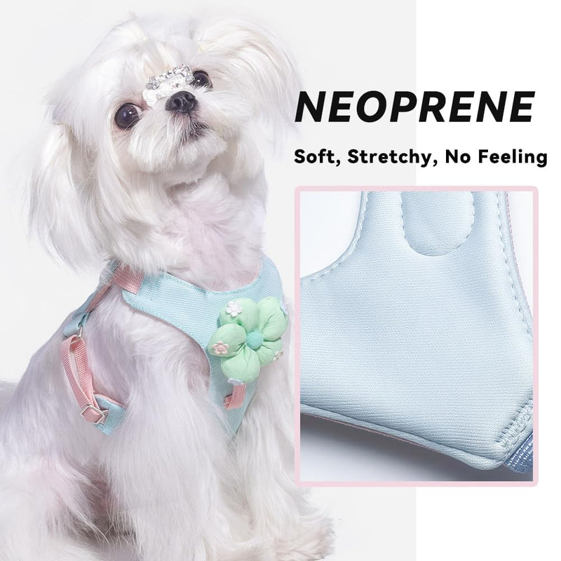 Dog Harness and Leash Set with 2 Flower Patches, No Pull Adjustable Puppy Harness, Step in No Chock Dog Vest for Small Medium Dogs Puppy and Cats(Pink, M) M(9.9-19.8) Pink - PawsPlanet Australia