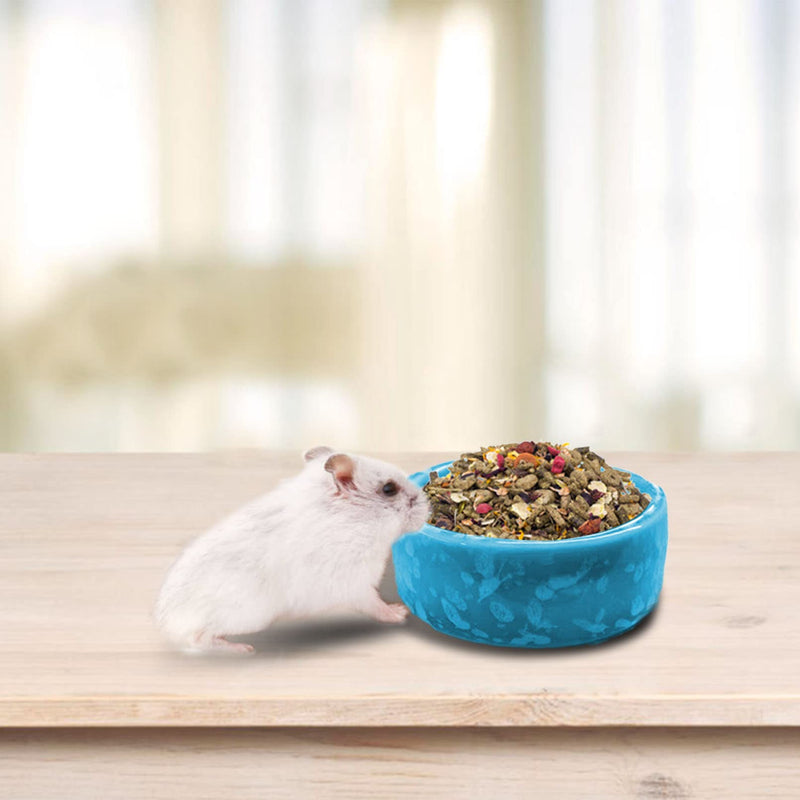 kathson 2 Pcs Hamster Food Bowl Guinea Pig Ceramic Water Bowl Small Animal Feeding Dish for Dwarf Hamster Gerbil Syrian Ferret Hedgehog Chinchilla Bunny (Blue)… Blue