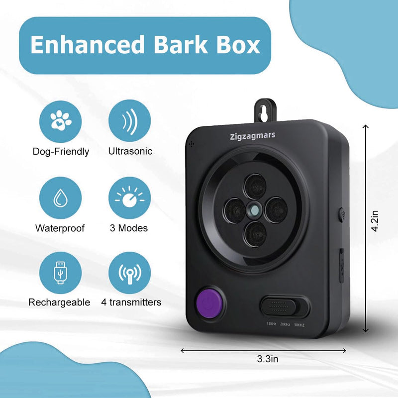 Anti Barking Devices, No Need App, Instant Use - 3 Modes Ultrasonic Bark Box, Dog Bark Deterrent Devices, Dog Barking Stopper with 33ft Range, Barking Control Device for Dogs Training Indoor/Outdoor
