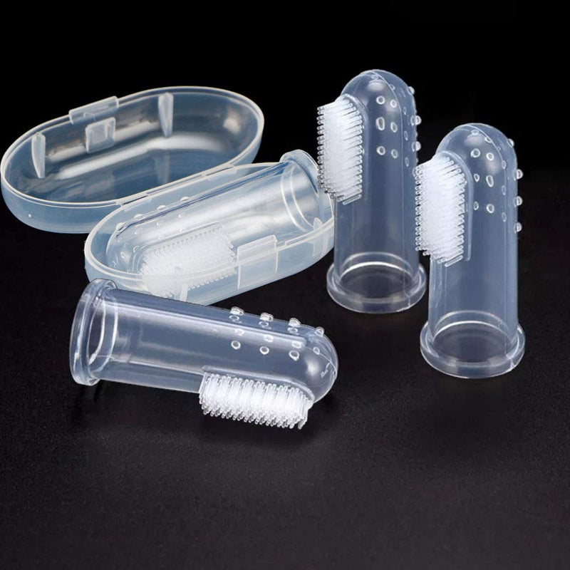 4 Pieces Soft Silicone Finger Toothbrush，Tooth Cleaning Care, with 4 Storage Boxes