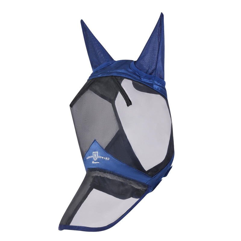 Harrison Howard CareMaster Pro Luminous Horse Fly Mask Large Eye Space Long Nose with Ears UV Protection for Horse Navy Full Size Full (Large) - PawsPlanet Australia
