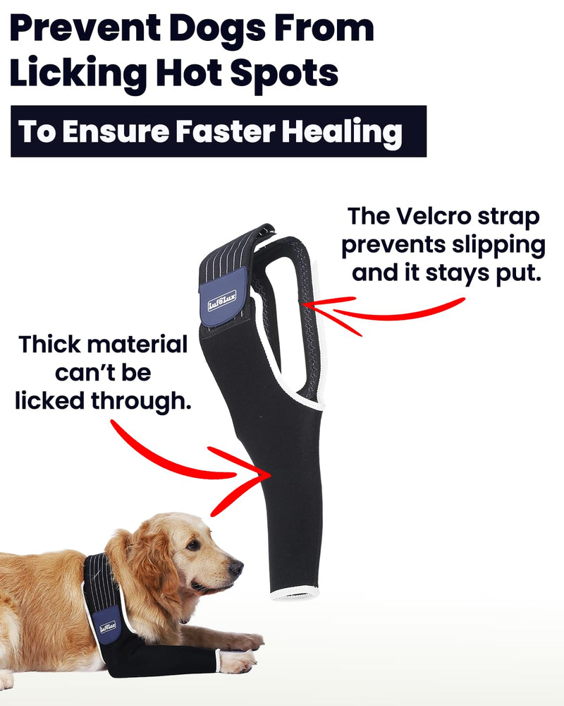 Dog Leg Sleeve, Medical Dog Cone Alternative, Shoulder Protect Sleeve for Dogs with Strechy Adjustable Elastic Band, for Hot Spots, Wounds, Bandages, Prevent Licking Elbow Brace Protector Large