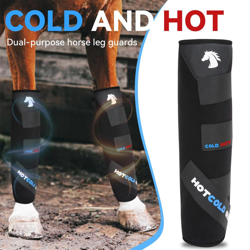 Hot&Cold Dual-Purpose Single Horse Leg Wrap with Graphene Layer,Horse Hot&Ice Leg Boot for Hock,Hooves,Ankle,Knee,40-Minute Temperature Control, Detachable Design,Black - PawsPlanet Australia