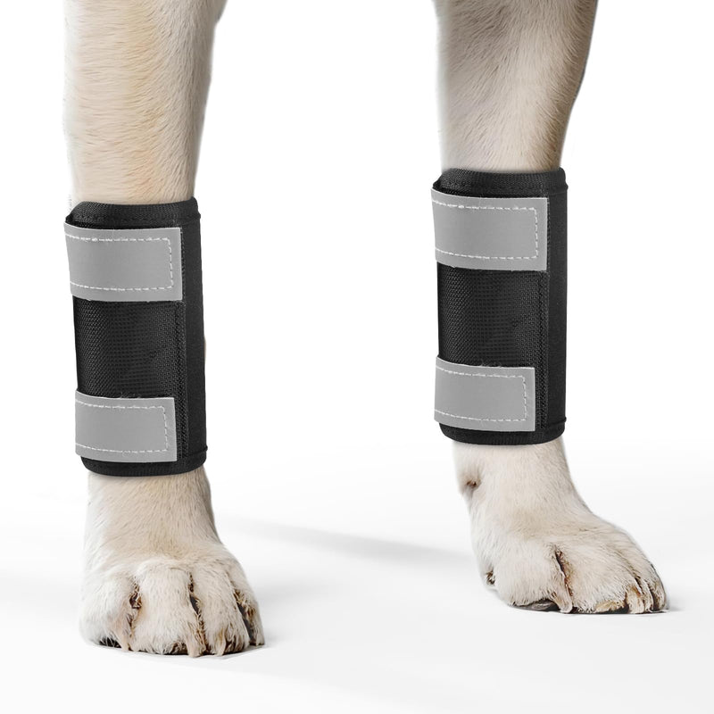 Dog Leg Brace Front with Reflective Straps, 2PCS Dog Ankle Brace for Forelimb, Post-Injury Recovery Splint, Prevents Sprains and Supports Healing(S,Black) S Black