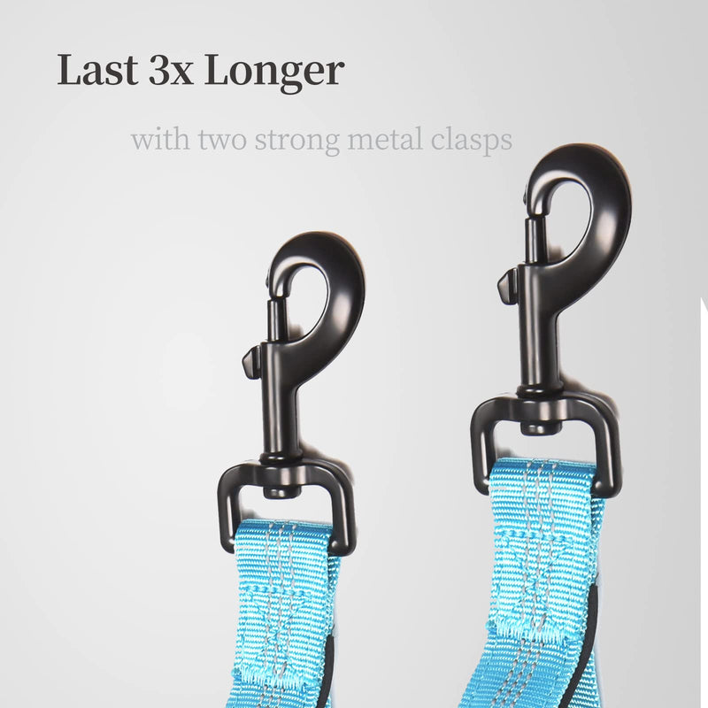 iYoShop Double Dog Leash with Three Extra Traffic Handles, 360 Swivel No Tangle Dual Dog Walking Leash, Comfortable Shock Absorbing Reflective Bungee for Two Dogs(15-120 lbs, Blue) Weight (15~120 lbs.)