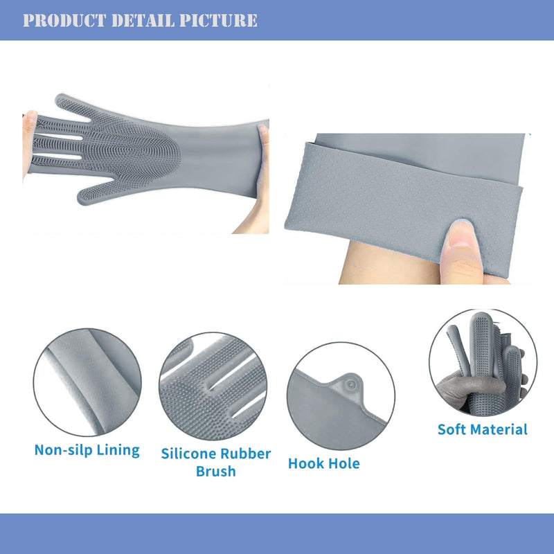 Pet Grooming Gloves-Dog Bath Supplies-pet Supplies-cat Brush-pet Hair Removal Tool -pet Dog Supplies -pet cat Supplies-Efficient Deshedding Glove for Dogs, Cats, Rabbits and Horses - 1 Pack (Gray) gray - PawsPlanet Australia