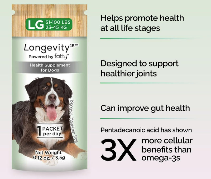 Yummy Combs Longevity15 – C15:0 – Fatty Acid Health Supplement for Dogs – Healthy Pet Supplies – for Extra Small Dogs, 1 Pack Pack of 1 - PawsPlanet Australia