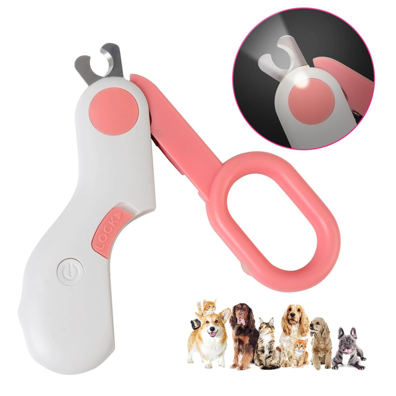 Small Animals Nail Clippers with LED Lights to Avoid Excessive Cutting and Razor Sharp Blades - Professional Claw Trimmer for Tiny Dog Cat Kitten Bunny Rabbit Bird Guinea Pigs Ferret Hamsters (Pink) Pink