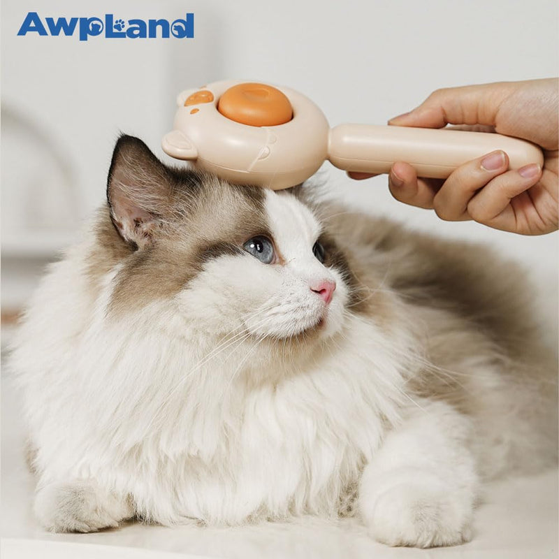 Cat Brush for Short or Long Haired Cats Dogs Rabbits, Cute Dog Brushes with Release Button for Massage and Removes Loose Fur, Dog Hair Brush Pet Grooming Deshedding Comb White Bear - PawsPlanet Australia