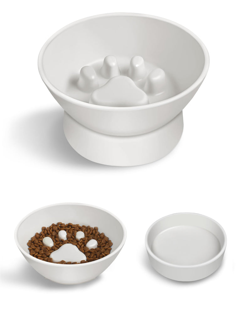 Slow Feeder Cat Bowls, Elevated Cat Bowl 2 in 1 Detachable Prevents Cats Overeating, Elevated Slow Feeder Cat Bowls Protect Cervical Spine for Cats 5.5'', Bamboo Fibers BPA-Free 5.5in - PawsPlanet Australia