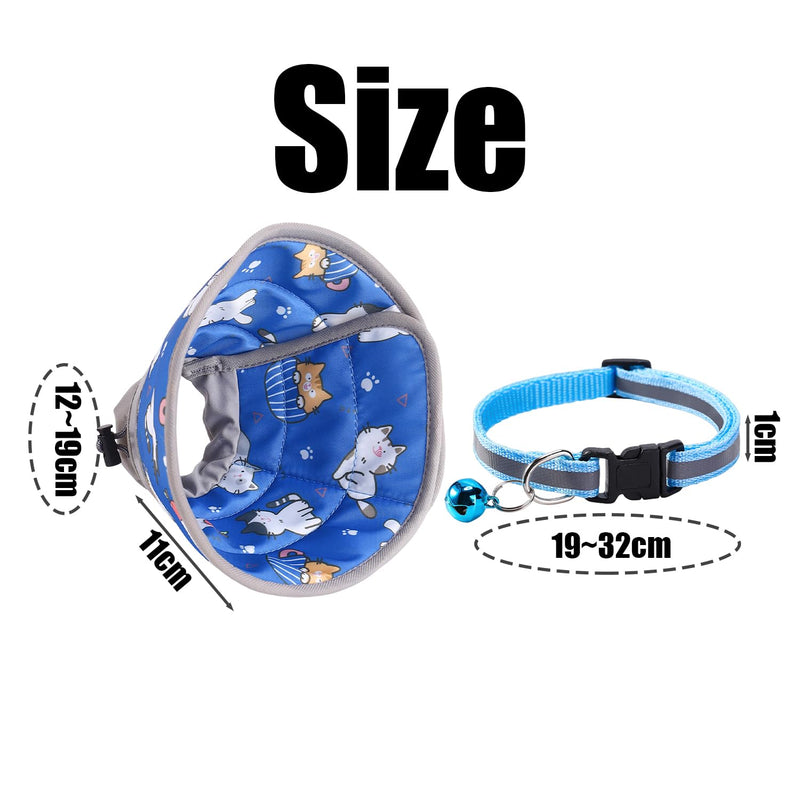 1 x cat protection ring and 1 x blue collar, post-operative protective cover for pets, neck protection tool, practical headgear against licking and biting of pets.