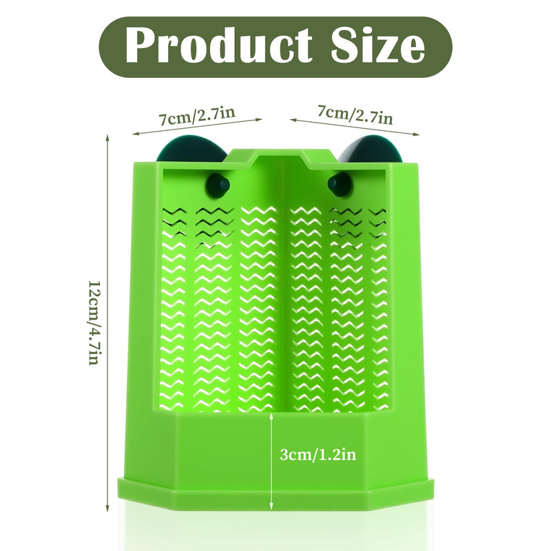 Bearded Dragon Feeder, Gecko Tank Accessories Cricket Keeper with 2 Suction Cups, Wall Mounted Reptile Tank Accessories for Lizard, Iguana, Gecko, Frog Hunting, Small Size(Green) - PawsPlanet Australia