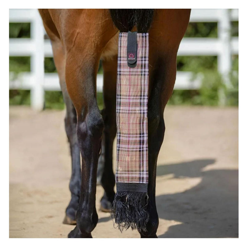 Kensington Signature Textilene Horse Tail Cover - Fringe Trim Provides Additional Reach Deluxe Black Plaid - PawsPlanet Australia
