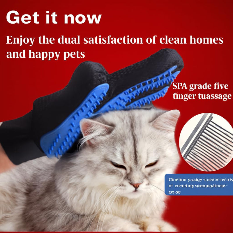 Pet Hair Remover Gloves – Gentle Grooming & Shedding Brush for Dogs, Cats & Horses – Suitable for Long & Short Hair Removal Mitt with Adjustable Wrist Strap Pack of 1 - PawsPlanet Australia