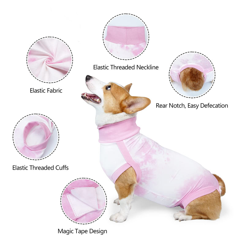 Dog Recovery Suit, Abdominal Wound After Surgery Wear, Prevent Licking Wounds, E-Collar & Cone Alternatives, Tie Dye Dog Surgical Shirt Dog Spay Bodysuit Anti Shedding(2XL, Pink) XXL - PawsPlanet Australia