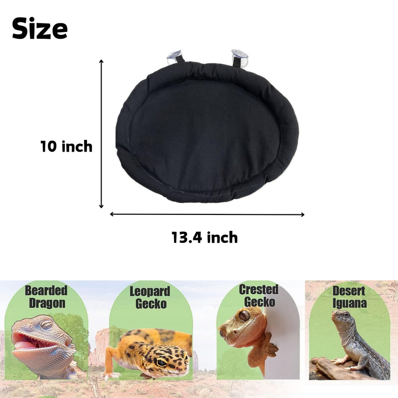 Bearded Dragon Bed Soft Mat with Suction Cup Bearded Dragon Sleep Cushion Washable for Travel Reptile Tank Accessories Small Animal Carrier for Lizard Leopard Gecko (Black) Black - PawsPlanet Australia
