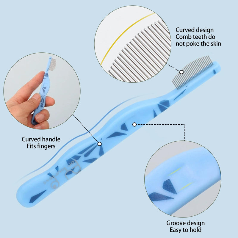 Dog Eye Comb with Fine-Tooth Rounded Tips, Cat Face Comb Flea Comb for Long or Short Hair, Tear Stain Remover for Miniature Poodle Yorkshire Terrier Schnauzer - PawsPlanet Australia