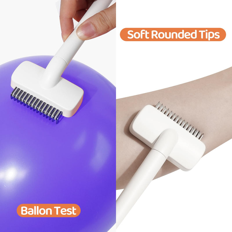 Furgo Cat Brush for Long Haired Cats, Pet Grooming Brush for Matted Fur & Loose Hair, One-Click Hair Removal, Skin-Friendly, Deshedding & Dematting Comb for Cats & Small Dogs White - No Spray Comb