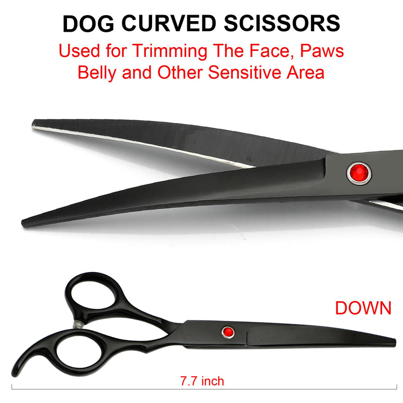 Professional Dog Grooming Scissors Kit Black 6 in 1, Dog Shears for Grooming 6CR Premium Stainless Steel Grooming Scissors Kit for Dogs Cat Pet Professional Black 6 in 1 - PawsPlanet Australia