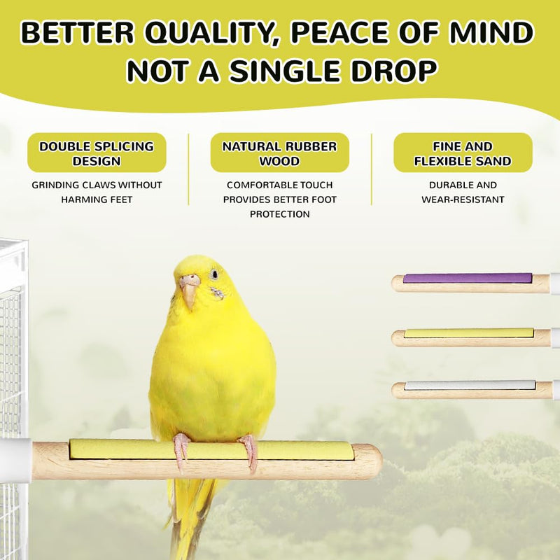 2-Pack 7.8" Bird Perches with Sandy Grip Natural Wood & Stand for Small Birds Cage Accessories for Parakeets, Cockatiels, Lovebirds; Foot Health & Nail Care - PawsPlanet Australia