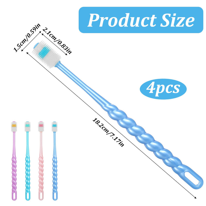 4-Piece Cat Toothbrush, Dog Toothbrush for Small Dogs, 360 Degree Cleaning Dog Toothbrush, Reusable Bristle Long Handle Toothbrush (Pink, Purple, Blue, Green)
