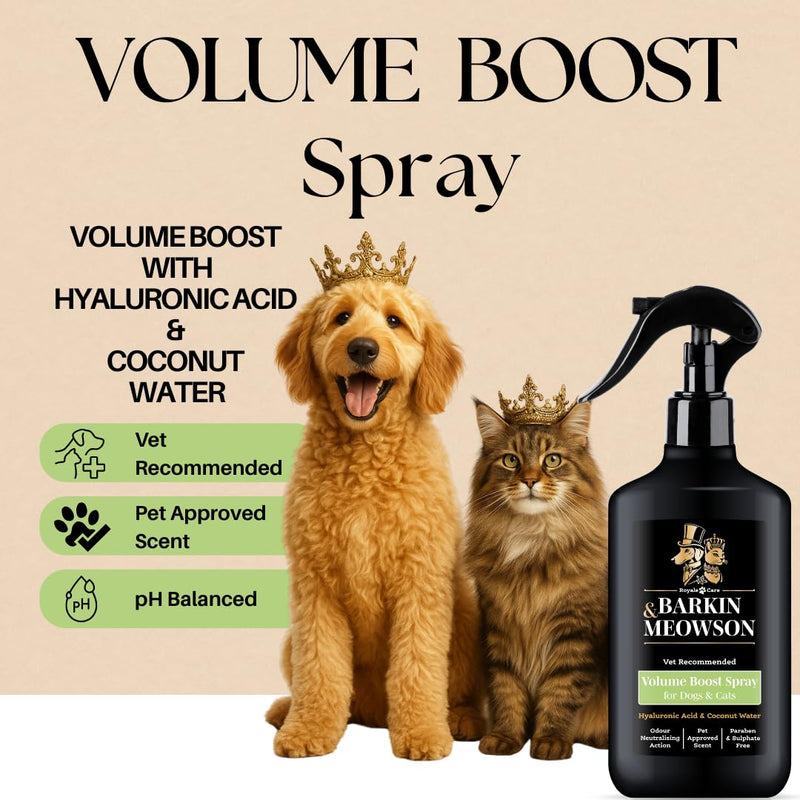 Barkin & Meowson Volume Boost Spray for Dogs & Cats 350ml / 11.83 fl.oz - Hyaluronic Acid & Coconut Water, Pet-Friendly Scent