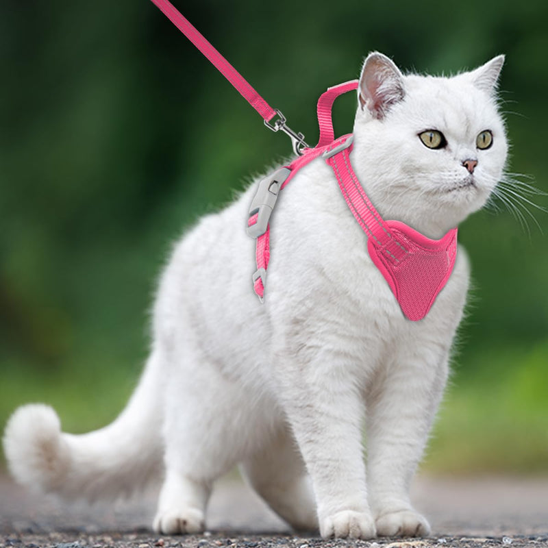 Cat Harness and Leash Set Escape Proof for Kitten Walking, Soft Adjustable Top Handle Vest Harnesses for Cats, Easy Control Breathable Reflective Small Medium Large, Pink, XS X-Small - PawsPlanet Australia