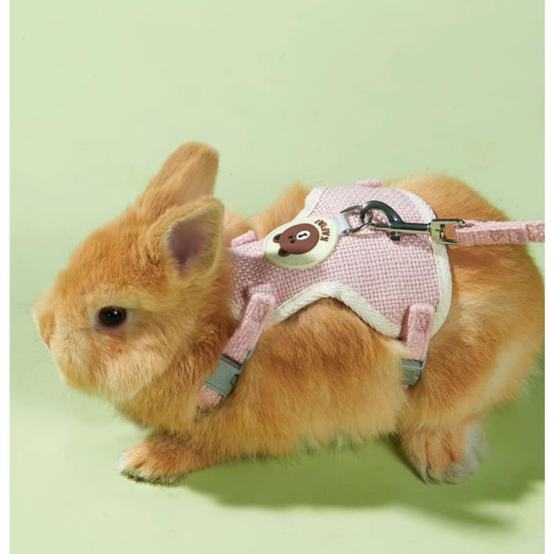 Rabbit Harness and Leash Set Adjustable Bunny Harness Leash Ferret Harness Guinea Pig Harness Ferret Leash for Small Pets Walking Outdoor (Small,Pink) Pink - PawsPlanet Australia