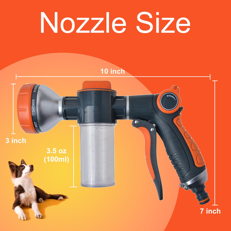 Dog Washing Hose Attachment, 8-in-1 Sprayer Hose Nozzle with Soap Dispenser for Dog Showering, Watering Flowers, Car Washing (Nozzle Only) Nozzle Only - PawsPlanet Australia