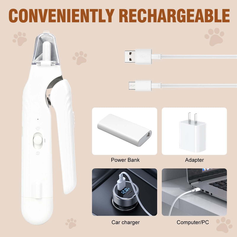 2-in-1 Dog Nail Grinder &Dog Nail Clippers with Light，Cat Nail Clippers ，Ultra-Quiet, USB Rechargeable, Multiple Grinding Methods, and Splash Guard for Large Medium Small Dogs Cats Pets(Green) green - PawsPlanet Australia