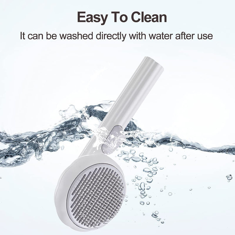 Pet Grooming Brush,Cat Brush for Shedding,Self Cleaning Slicker Brush for Short and Long Haired Dogs Cats Rabbits,Dog Brush Gently Removes Loose Undercoat, Mats and Tangled Hair-Pumpkin White Pumpkin-White - PawsPlanet Australia